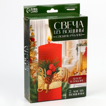 Set for creating a candle from wax with decor "spruce branch"-4