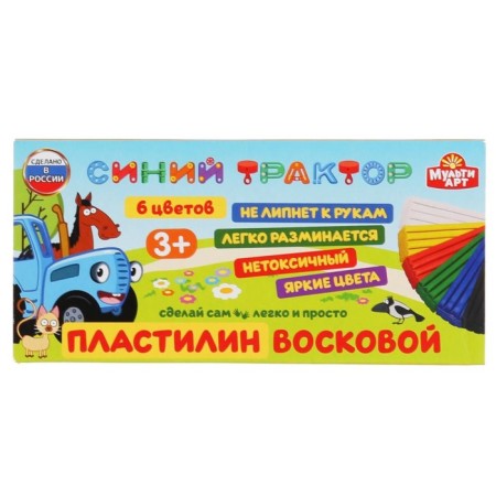 Plasticine Wax "Blue Tractor" 6 centers, 90 g
