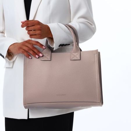 Female bag Textura, tout, medium size, beige color-8