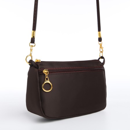 Bag Women's Cross-Bodi with a zipper, brown color-4