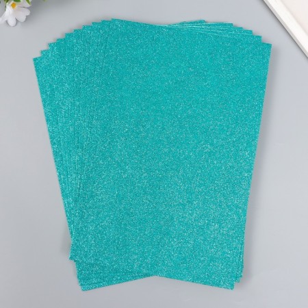 Foamiran glitter 2 mm 20x30 cm, turquoise