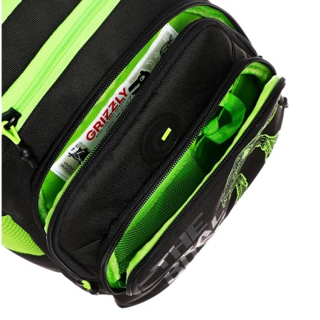 School backpack, 40 x 25 x 22 cm, Grizzly, ergonomic back, laptop compartment, black/green-7