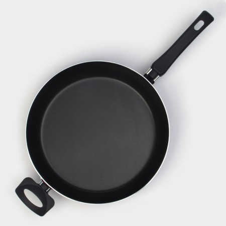 Flot Dilan Promo, D = 28 cm, plastic handle, anti -stick coating, burgundy color-1