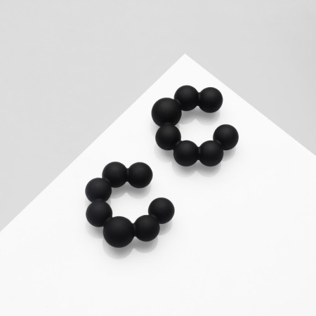 Earrings "Kaffa" set 2 pcs, spheres, black color