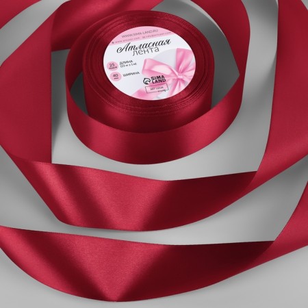 Satin tape, 40 mm × 23 ± 1 m, deep red color No. 33