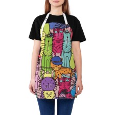 Apron kitchen with a catfish photo print, adjustable, size OS