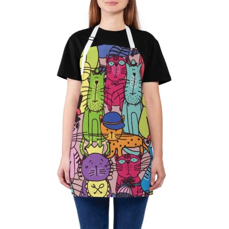 Apron kitchen with a catfish photo print, adjustable, size OS