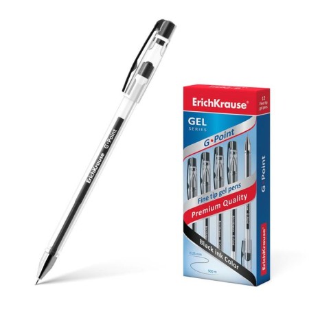 Gel pen Erichkrause G-Point, black ink, node 0.38 mm, letter line length 500 meters