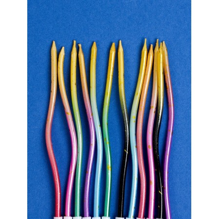 Candles for Cake "Serpentine", 12 pcs, multi -colored with sparkles-2