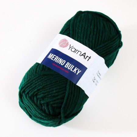 Yarn "Merino Bulky" 25% wool 75% acrylic 100m/100g (590 dark green)-1