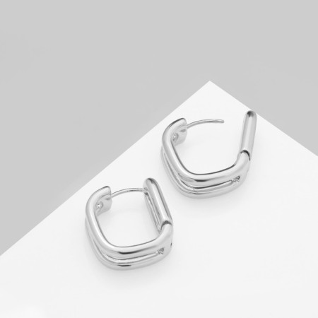 Earrings Metal "Chord" parallel, silver color-1