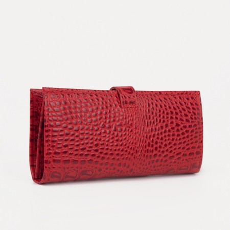 Women's wallet on the button, red color-1