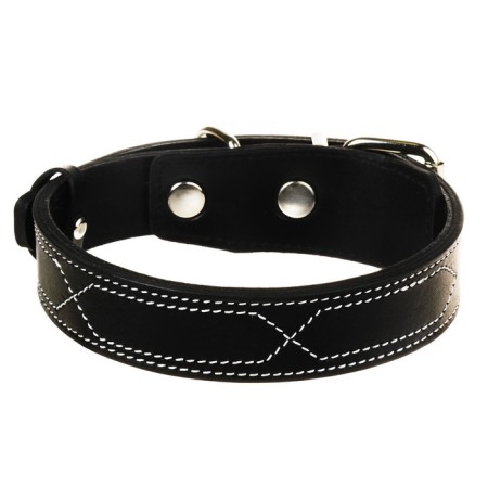 Collar zoonik "premium-classic" leather double, 41-53 x 3 cm, black-1