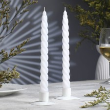 A set of candles of twisted, 2.3x 24.5 cm, 5 hours, 50 g, 2 pieces, white