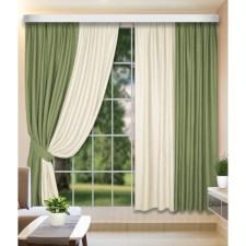 Set of curtains, size 160x260 cm, 2 pcs, olive color, milk