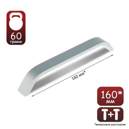 Frill handle RS109, m/o 160 mm, matte chromium color