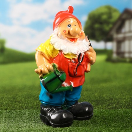 Garden figure "Dwarf with a watering can" medium 26x15x40cm-3