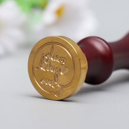 Printing for wax with a wooden handle "Made with Love" 9x2.5x2.5 cm-3