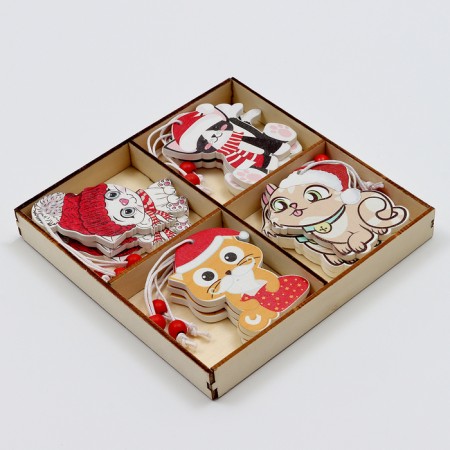 Set of suspensions in wooden gift packaging 12 pcs.13x13x2 cm-1
