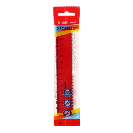 A ruler with a wavy edge plastic Erichkrause Classic, 15cm, red-1
