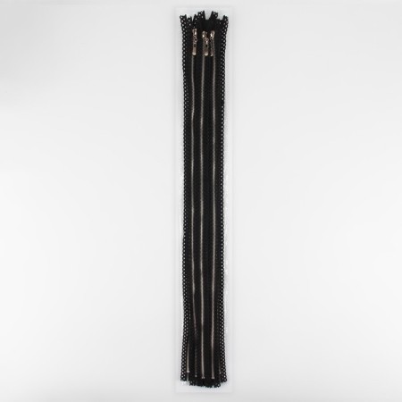 Metal zipper, No. 3, non -proceeding, automatic lock, 60 cm, black color/nickel-3