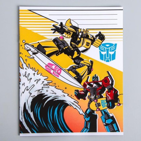 Notebook in a cage 12 sheets, 5 types of mix, cover covering cardboard, transformers-1