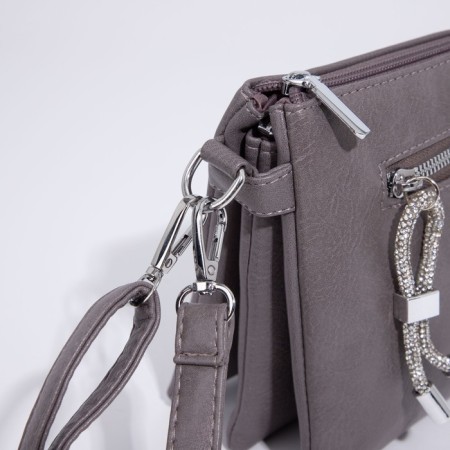 Bag Cross-Bodi with a zipper, gray color-5