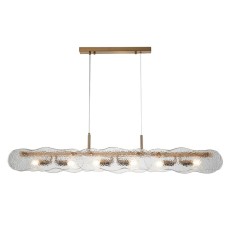 Suspended Indigo lamp, 12019/6p Brass. 6x60W, E14, 1200x130x155/1155 mm, wave effect