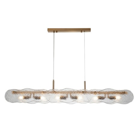 Suspended Indigo lamp, 12019/6p Brass. 6x60W, E14, 1200x130x155/1155 mm, wave effect