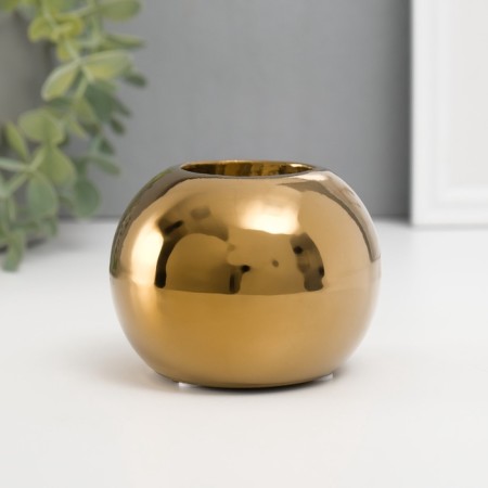 Ceramics candlestick per 1 candle "ball" d = 3.5 cm gold 9.5x9.5x6.5 cm-1