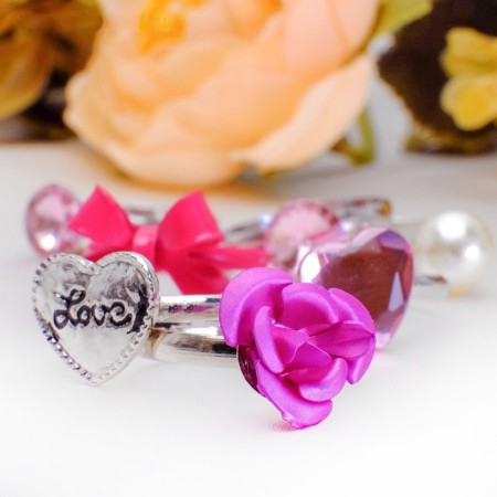 Children's ring "Assorted" from roses, shape mix, color mix, packing 36 pcs.-1