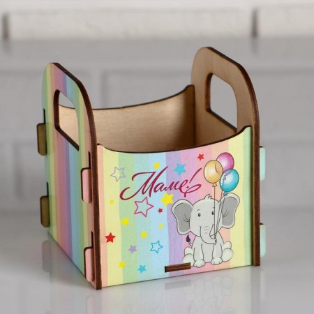 Kashpo wooden 10.5 × 10 × 11 cm Gift Roxy Smith "Mom! Elephant", box-1