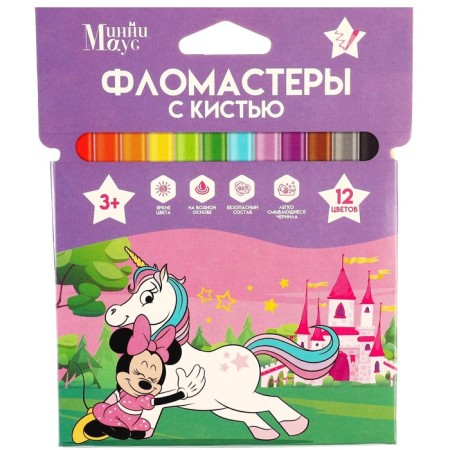 Fleeters with a brush, 12 colors, Minnie Mouse and Unicorn-4