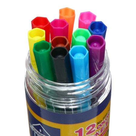 Flomasters 12 colors, in a tube, stripes, yellow bear/pussy-1