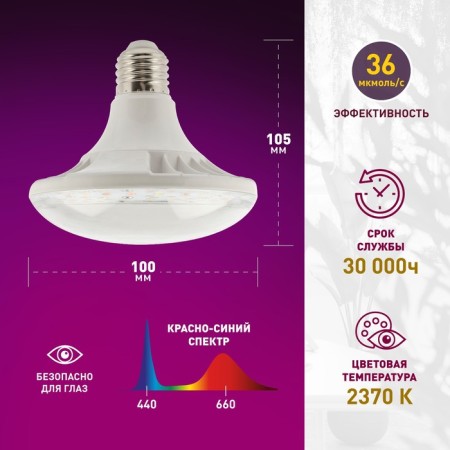 Phytolamp for plants LED era Fito-18W-Rb-E27 red-blue spectrum 18 W E27-13