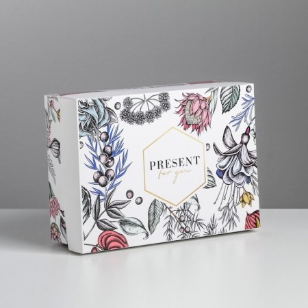 Gift folding box, packaging, "flowers", 21 x 15 x 7 cm-1