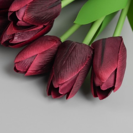 Artificial flowers "Tulip Lux" (7 pieces in a bunch) 32 cm, burgundy-1