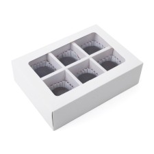 Folding box under 6 sweets, white, 13.7 x 9.8 x 3.8 cm