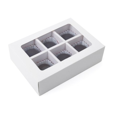 Folding box under 6 sweets, white, 13.7 x 9.8 x 3.8 cm