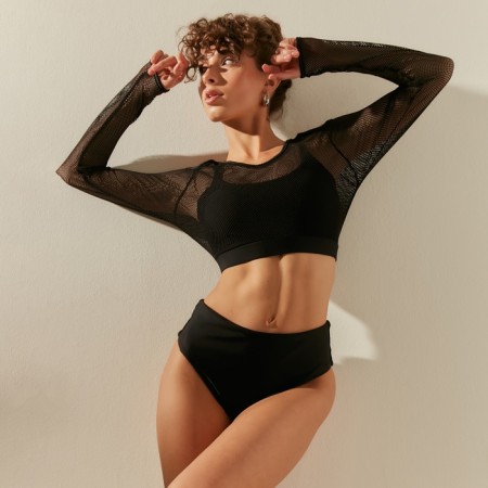 Women's swimsuit "Sport" Separate minku Black color, size 42-3