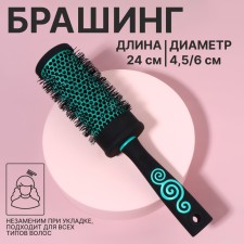 Брашинг, вентилируемый, d = 4,5/6 × 24 см, цвет чёрный/бирюзовый