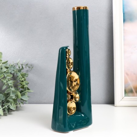 Souvenir ceramics "bubbles" green with gold 6x12x30 cm-1