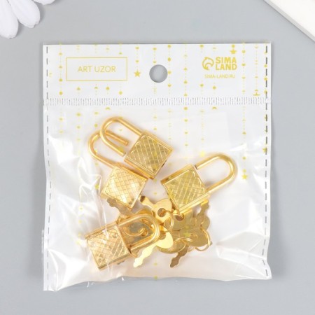 Lack with a key for a casket metal set 5 pcs C286 gold 3.1x1.7 cm-4