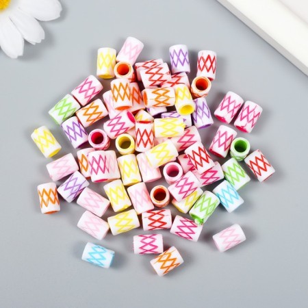 Beads for creativity plastic "Cylinders with rhombics" Color set 25 grams 1.2x0.8x0.8 cm