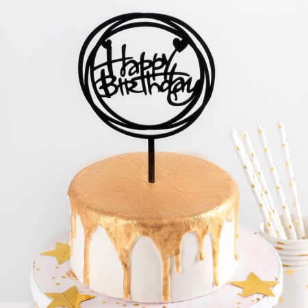 Topper for the cake "Happy Birthday", 16.5 × 12.5 × 0.1 cm