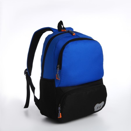 School backpack, 2 lightning departments, 3 pockets, black/blue color-2