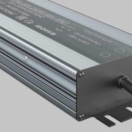 Technical PSL008-250W-48V-IP67 Power Supply Magnetic, 275x75x35 mm, 250W, silver color, silver power supply-1