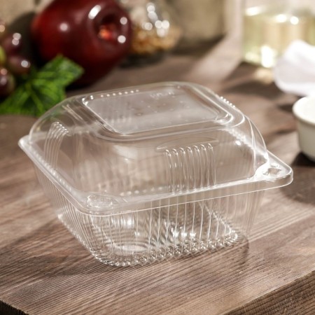 The plastic disposable container with an insoluble lid IP-9A, 350 ml, 13 × 13 × 7.5 cm, 450 pcs/un