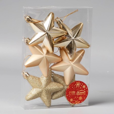 Christmas tree decoration "Starfall" (set 6 pcs) 8 cm, gold-1