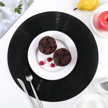 Serving napkin on the table “Vinyl plate”, d = 38 cm, black color-9